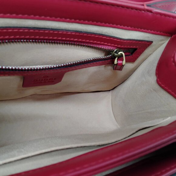 Authentic Gucci Queen Margaret Bamboo Red Leather Hand Bag mn674-020625 - Picture 12 of 16